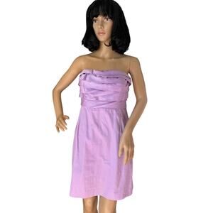 J. Crew Wave Bodice Strapless cotton lavender/ purple dress size 6